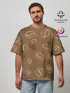 Мужская футболка оверсайз / Кофейный узор
