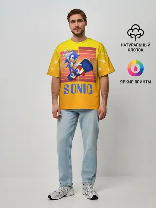 Мужская футболка оверсайз / Sonic - Соник
