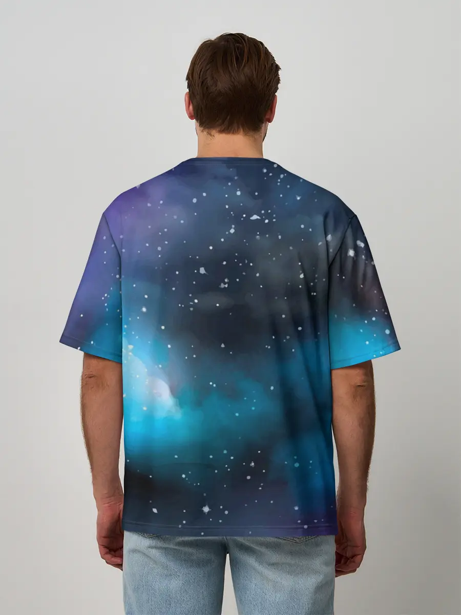 Мужская футболка оверсайз / Рисованный Космос
