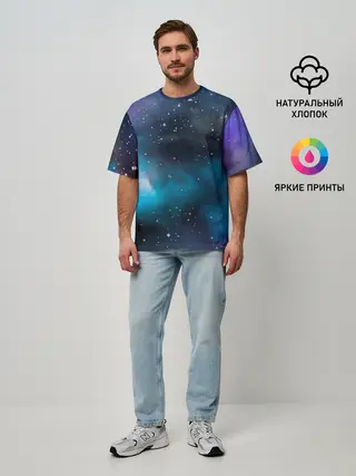 Мужская футболка оверсайз / Рисованный Космос