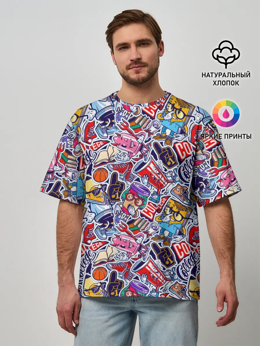 Мужская футболка оверсайз / Стикерпак