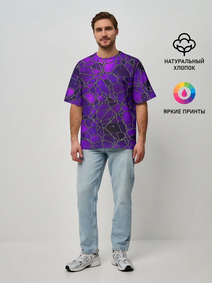 Мужская футболка оверсайз / Стеклянная мозайка