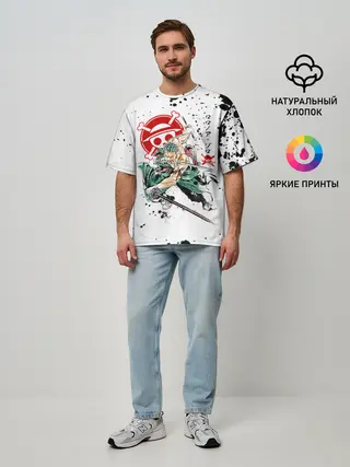 Мужская футболка оверсайз / Ророноа Зоро пират Соломенной Шляпы