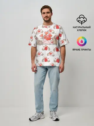 Мужская футболка оверсайз / Котики