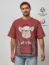 Мужская футболка оверсайз / New Year Pig