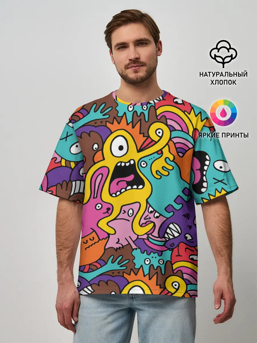 Мужская футболка оверсайз / crazy abstraction