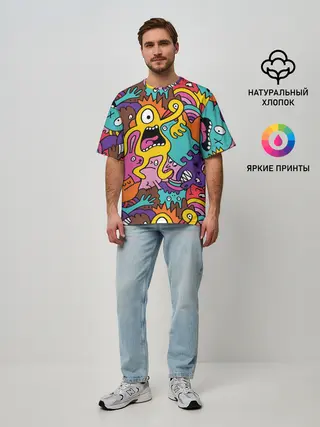 Мужская футболка оверсайз / crazy abstraction