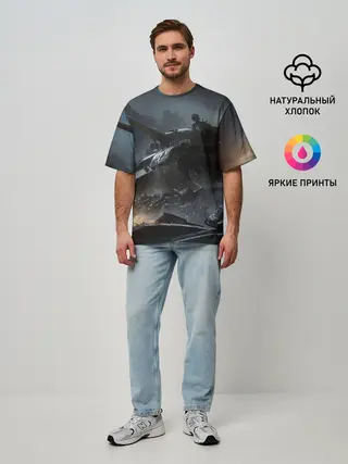 Мужская футболка оверсайз / Танки