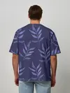 Мужская футболка оверсайз / Листья на темно синем фоне