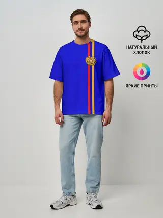 Мужская футболка оверсайз / Армения, лента с гербом
