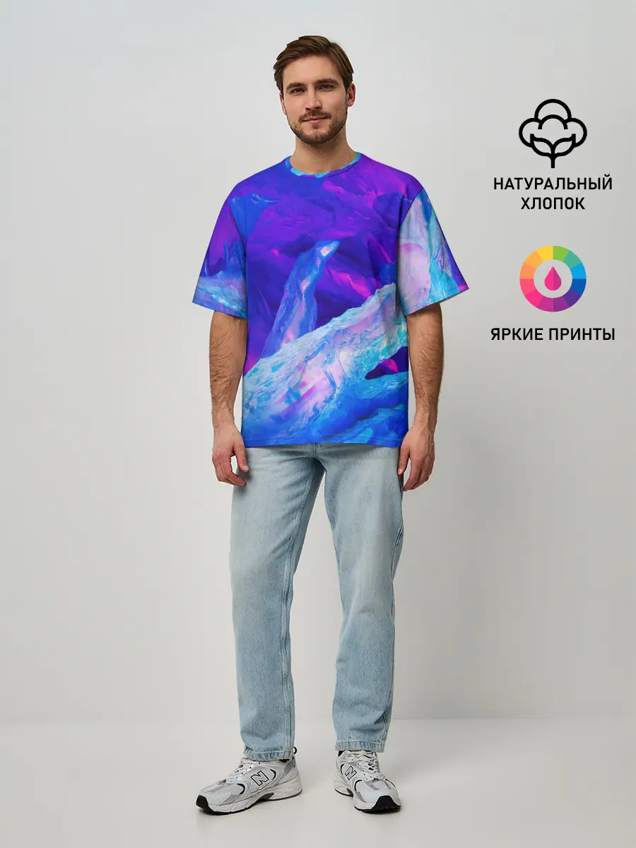 Мужская футболка оверсайз / ЛЕДЯНОЙ НЕОН
