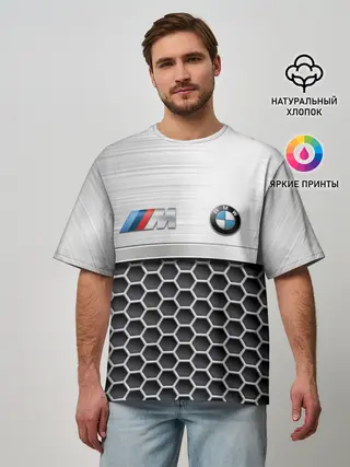 Мужская футболка оверсайз / BMW | Стальная решетка