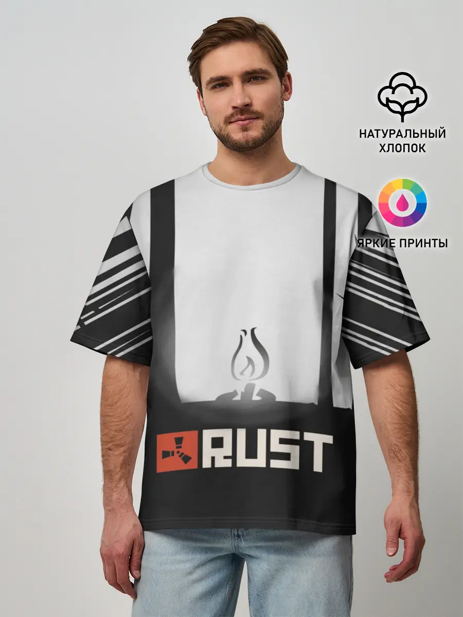 Мужская футболка оверсайз / Огонёк из Раста