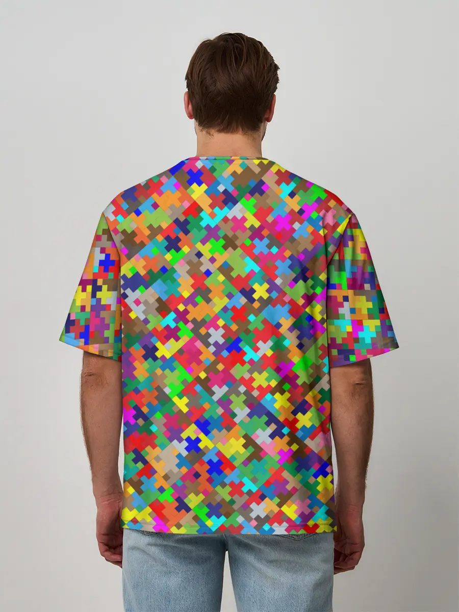 Мужская футболка оверсайз / РАЗНОЦВЕТНЫЙ ПАЗЛ