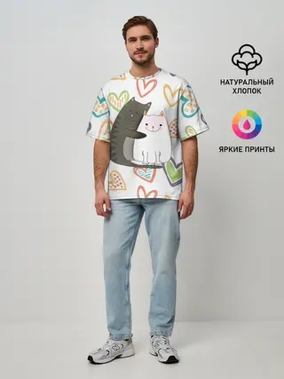 Мужская футболка оверсайз / Сладкая парочка