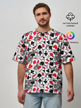 Мужская футболка оверсайз / Игральные карты