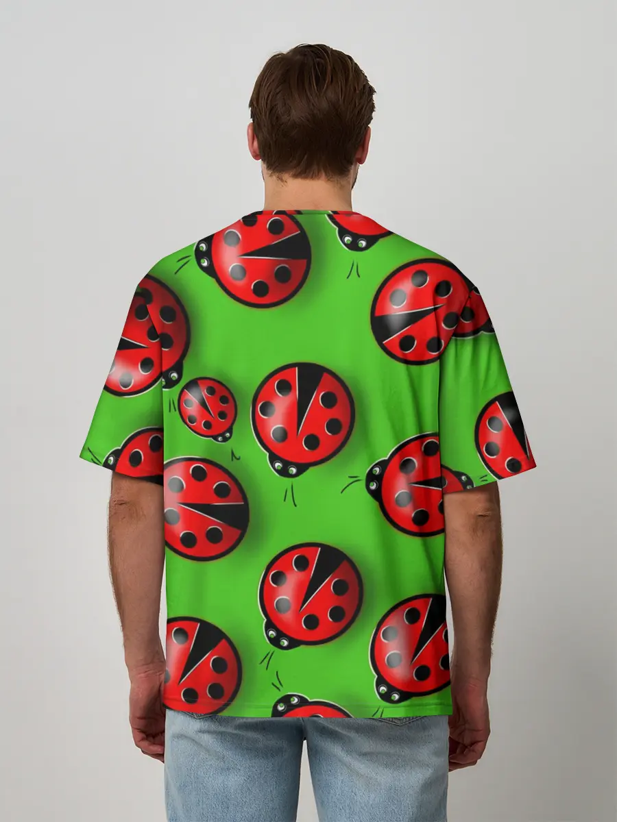 Мужская футболка оверсайз / Божьи коровки