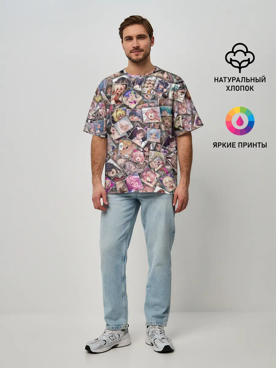 Мужская футболка оверсайз / Ахегао цвет