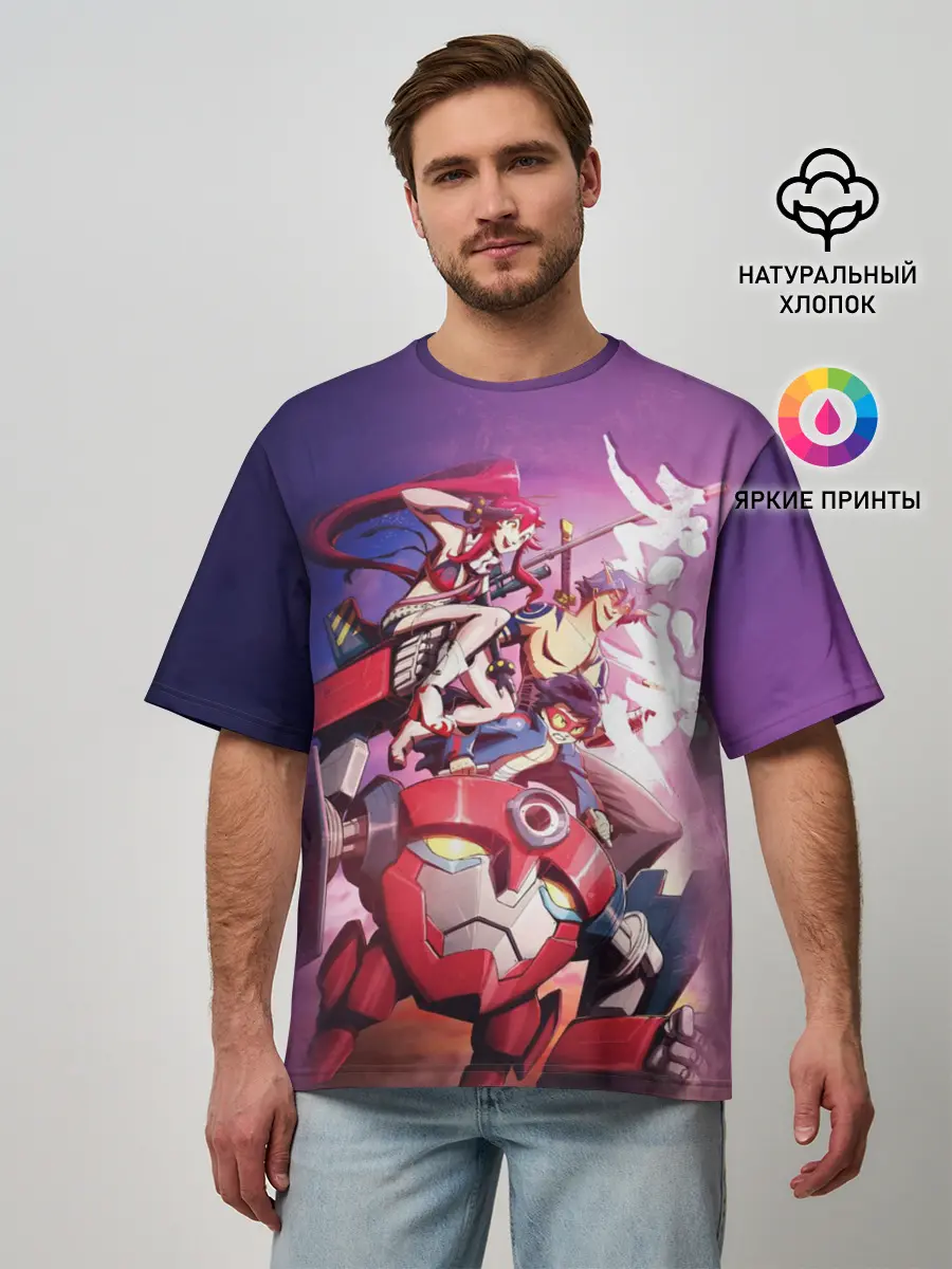 Мужская футболка оверсайз / Gurren Lagann