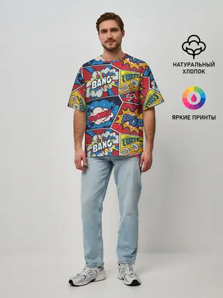Мужская футболка оверсайз / Pop art pattern