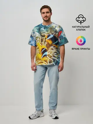 Мужская футболка оверсайз / Морской мир