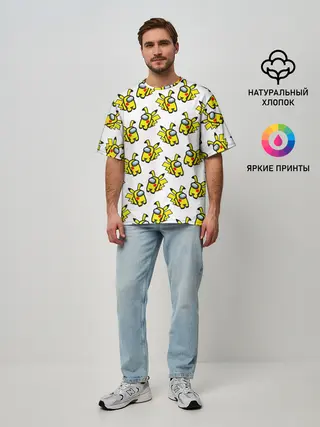 Мужская футболка оверсайз / Among us Pikachu