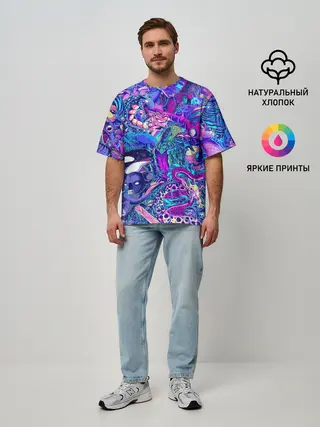 Мужская футболка оверсайз / Неоновые Звери