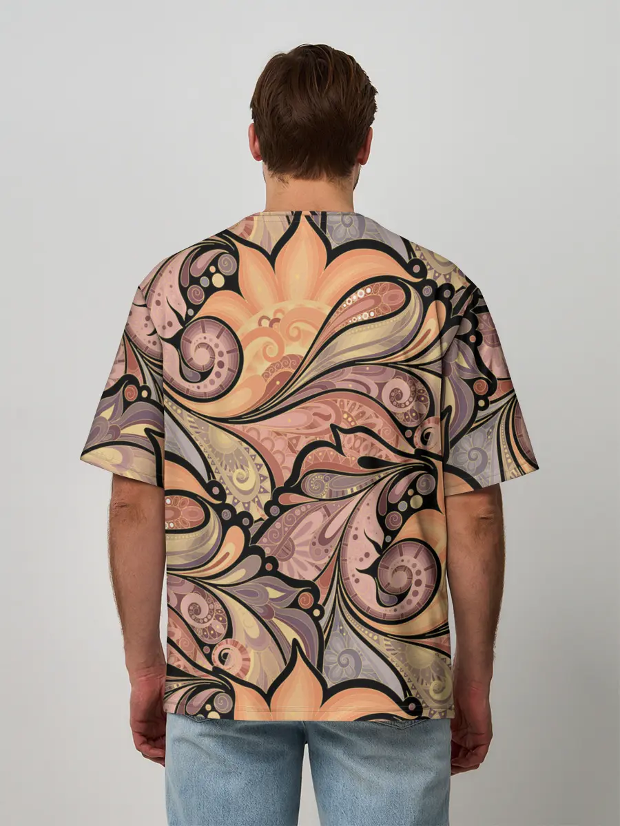 Мужская футболка оверсайз / дудл узоры