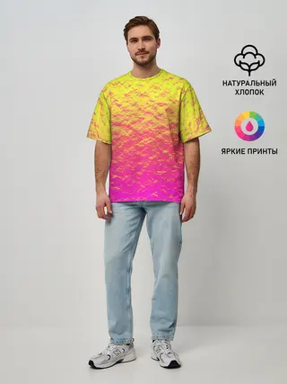 Мужская футболка оверсайз / Яркий закат
