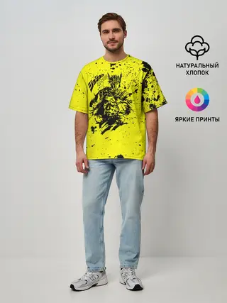 Мужская футболка оверсайз / Джонатан на желтом брызги