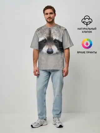 Мужская футболка оверсайз / Енот