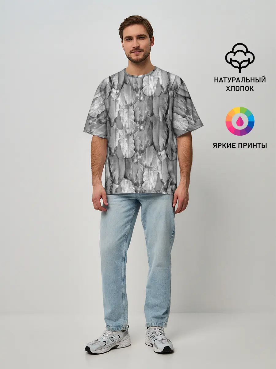 Мужская футболка оверсайз / White Raven