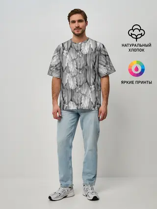 Мужская футболка оверсайз / White Raven