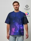 Мужская футболка оверсайз / Неоновый космос