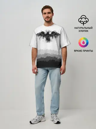 Мужская футболка оверсайз / ЧЁРНЫЙ ВОРОН