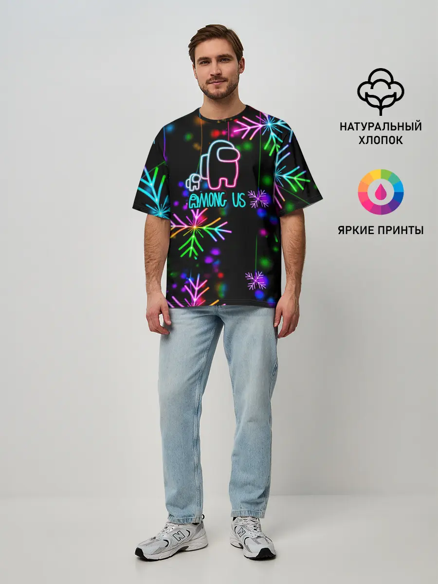 Мужская футболка оверсайз / Among Us New Year
