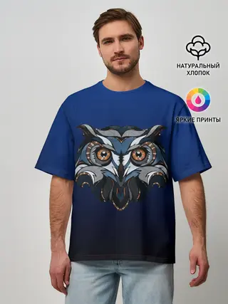 Мужская футболка оверсайз / Сова