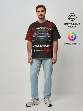 Мужская футболка оверсайз / Honda Civic Type R.