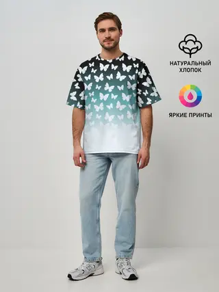 Мужская футболка оверсайз / Бабочки