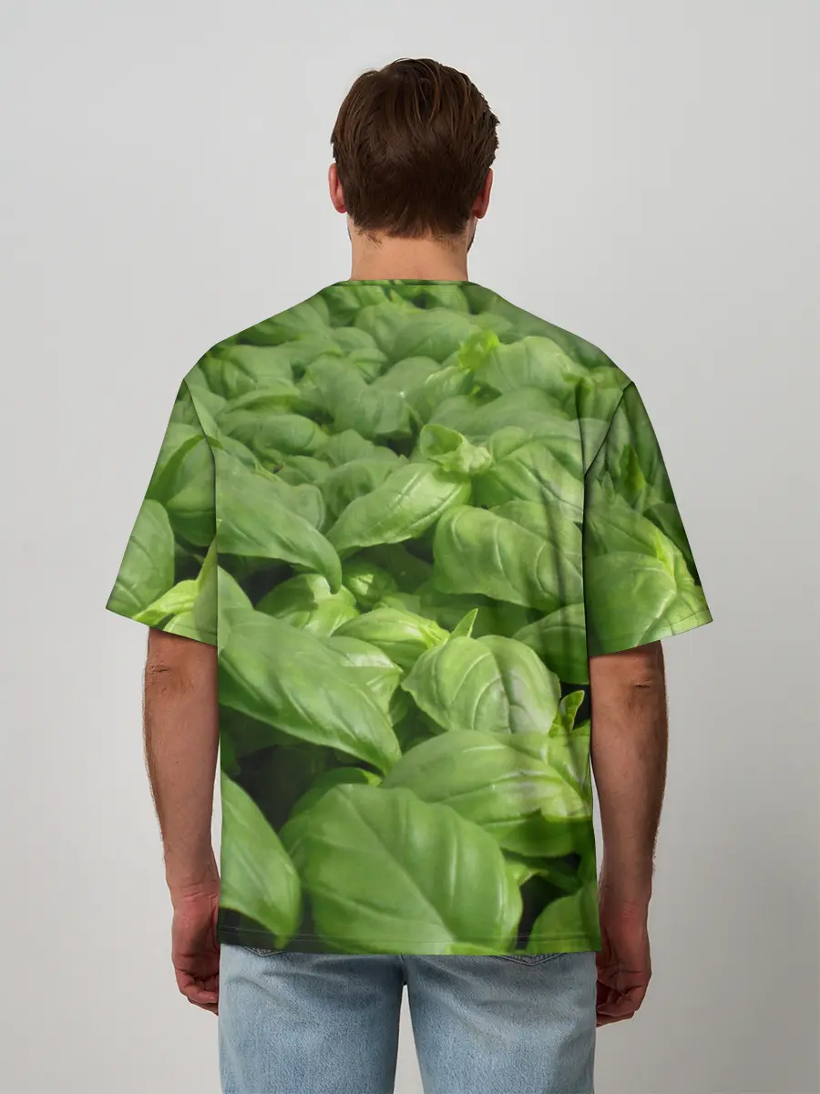 Мужская футболка оверсайз / Неоновый базилик