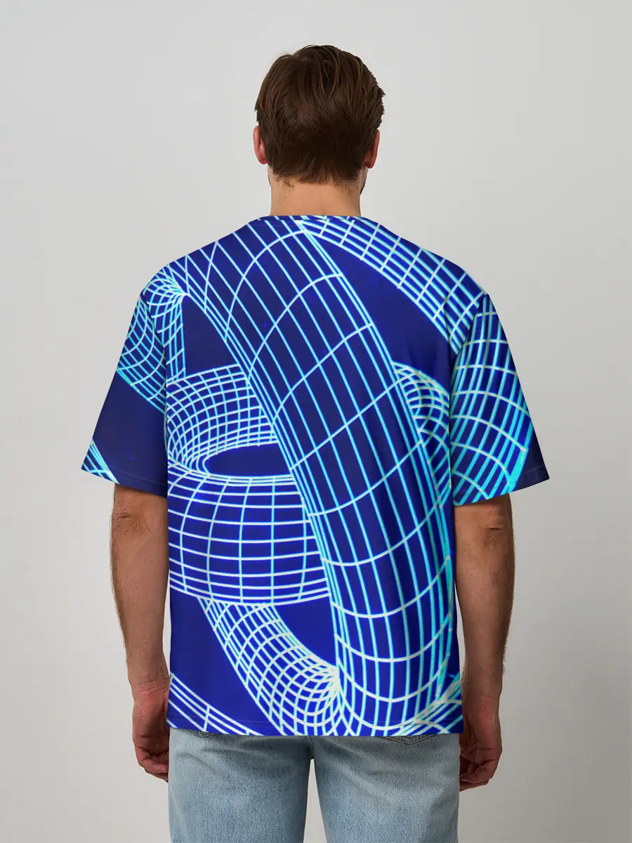 Мужская футболка оверсайз / НЕОНОВАЯ СПИРАЛЬ