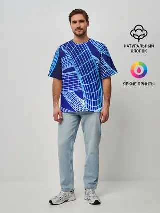 Мужская футболка оверсайз / НЕОНОВАЯ СПИРАЛЬ