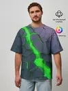 Мужская футболка оверсайз / ЗЕЛЕНЫЙ РАЗЛОМ | 3Д РАЗЛОМ