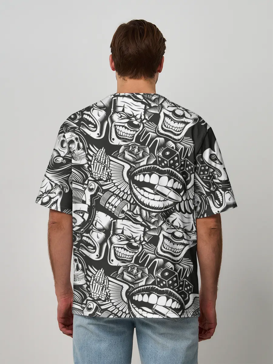 Мужская футболка оверсайз / Тату ретро