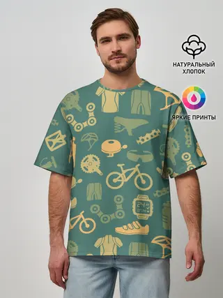 Мужская футболка оверсайз / Велосипед Текстура