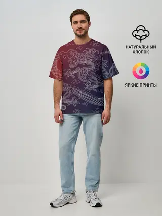 Мужская футболка оверсайз / Традиционный китайский дракон