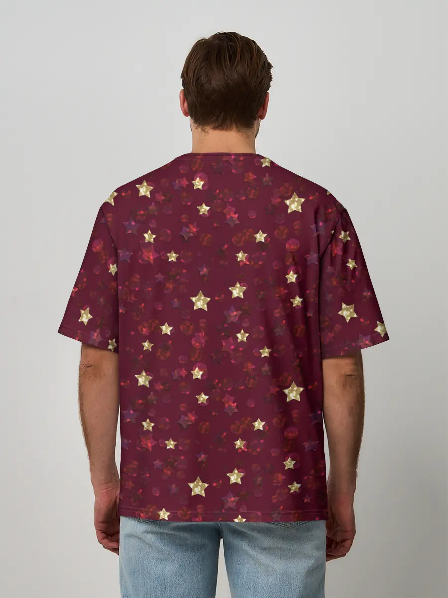 Мужская футболка оверсайз / Россыпи золотых звезд