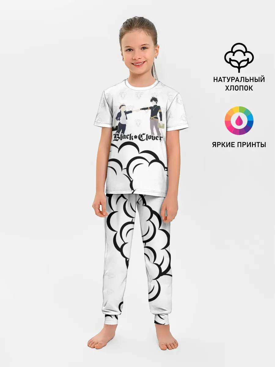 Детская пижама с брюками / Чёрный клевер Аста и Юно