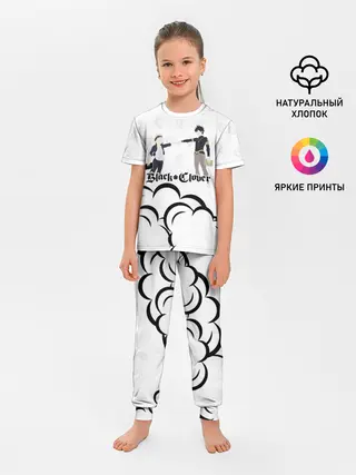 Детская пижама с брюками / Чёрный клевер Аста и Юно