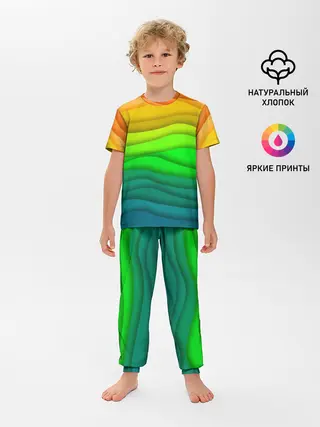 Детская пижама с брюками / Цветные волны